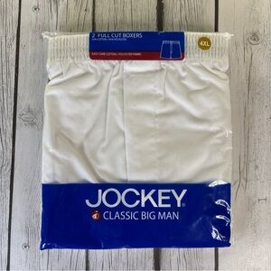 Jockey Classic Big Man 4XL 52/54 Full Cut Boxers 2-Pack White Easy Care NEW.